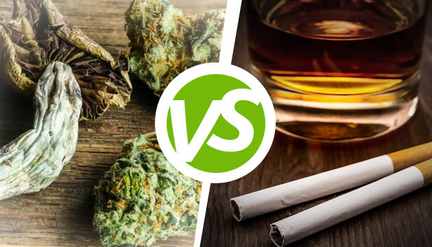 Алкоголь и табак оказались более вредными, чем конопля и грибы