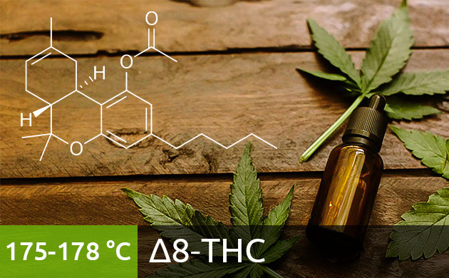 Рекомендуемая температура нагрева для Δ8-THC в вейпе (175-178 °С)