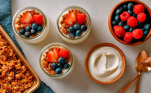 Парфе в стакане: йогурт, ягоды и гранола с ТГК